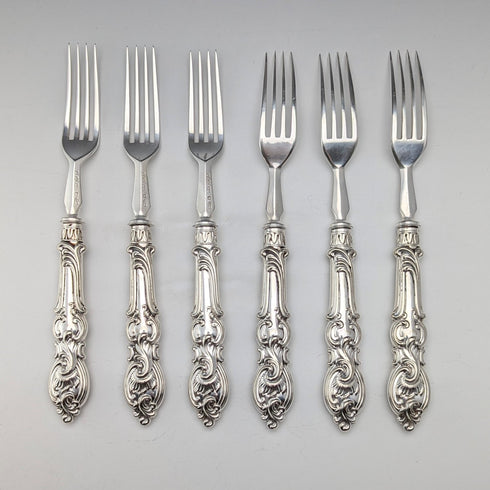 1882 年英國古董鍍銀餐具 6 對套裝埃爾金頓